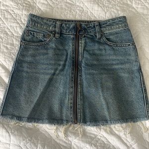 FREE PEOPLE blue jean zip up skirt